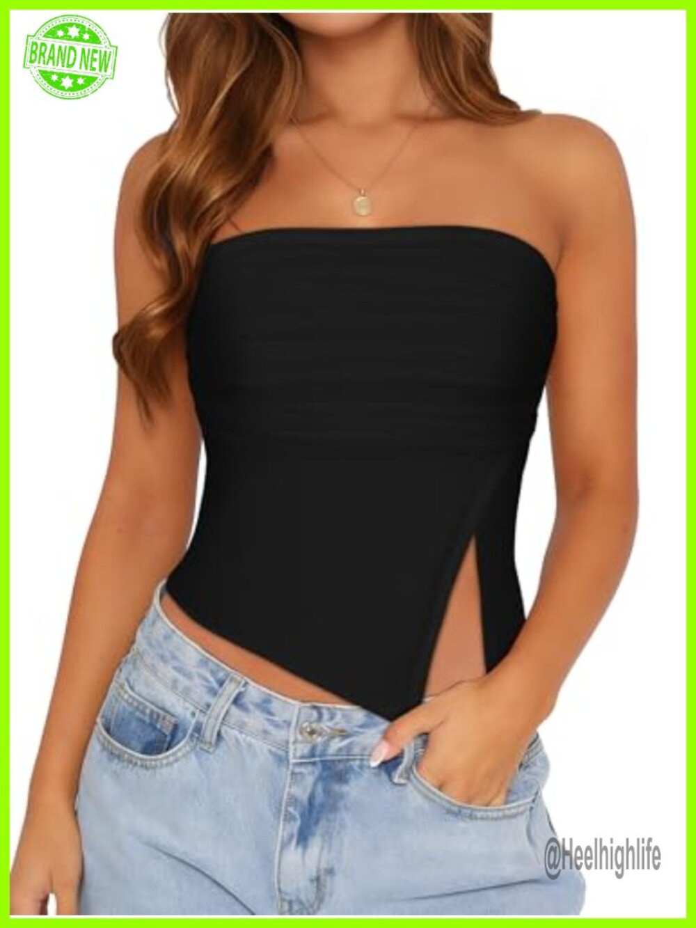 Women's Strapless Mesh Asymmetrical Hem Crop Tube Top Summer Bandeau